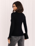 Czarny elegancki sweter z koronką