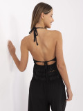 Boho czarny top z koronkowym wzorem