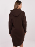Długa brązowa bluza z kapturem i suwakiem