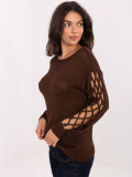 Elegancki brązowy sweter z okrągłym dekoltem