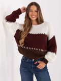 Pruhovany sweter w bordowej kolorze