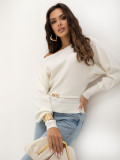 Elegancki sweter ecru z paskiem
