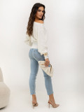 Elegancki sweter ecru z paskiem