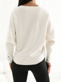 Elegancki sweter z koronką i okrągłym dekoltem