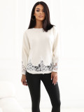 Elegancki sweter z koronką i okrągłym dekoltem