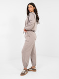 Damski beżowy komplet z wiązaniem i długim rękawem