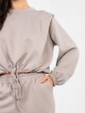 Damski beżowy komplet z wiązaniem i długim rękawem