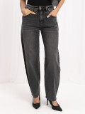 Ciemnoszare jeansy balloon fit z wysokim stanem