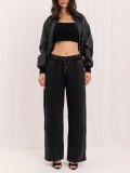 Szare spodnie dresowe wide leg