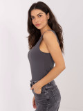 Grafitowy gładki top bez rękawów