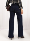 Granatowe jeansy wide leg z wysokim stanem