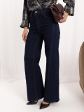 Granatowe jeansy wide leg z wysokim stanem