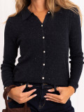 Elegancki granatowy sweter polo z kołnierzykiem