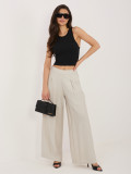 Beżowe spodnie palazzo z wiskozy