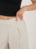 Beżowe spodnie palazzo z wiskozy