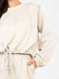 Damski beżowy komplet z długim rękawem i wiązaniem