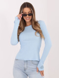 Damska jasnoniebieska prążkowana bluzka z długim rękawem