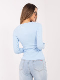 Damska jasnoniebieska prążkowana bluzka z długim rękawem