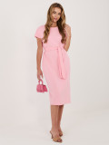 Jasnoróżowa bawełniana sukienka z paskiem