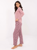 Damska piżama bawełniana z nadrukiem, różowa