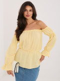 Żółta bluzka hiszpanka z bufiastym rękawem