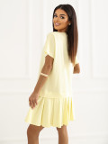 Żółta rozkloszowana sukienka mini z krótkim rękawem