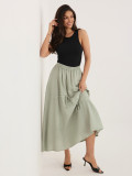 Khaki midi spódnica z wiązaniem