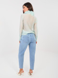 Damskie niebieskie mom jeans z wysokim stanem