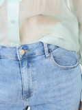 Damskie niebieskie mom jeans z wysokim stanem