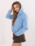 Krótka niebieska bluza z kapturem na zamek