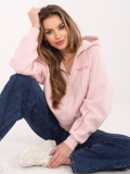 Krótka różowa bluza z kapturem i suwakiem