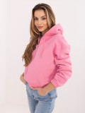 Krótka różowa bluza z kapturem i suwakiem