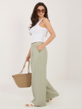 Pistacjowe spodnie palazzo z wiskozy