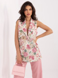 Różowa elegancka kamizelka w kwiaty