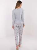 Damska szara piżama z nadrukiem, długi rękaw