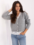 Elegancki szary sweter z długim rękawem