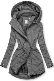 Szara basic wiosenna parka z kapturem