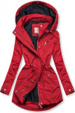 Czerwono/granatowa basic wiosenna parka z kapturem