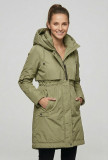 Oliwkowa jesienna kurtka/płaszcz z kapturem