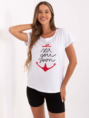 Białe t-shirt z napisem