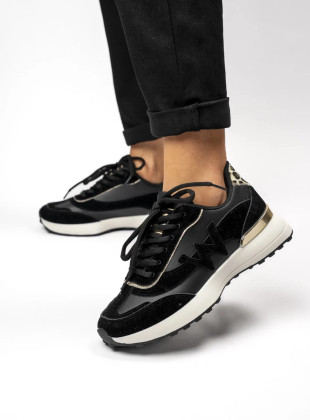 Damskie Sneakersy WANDA BLACK – Miejski Styl z Detalem w Zwierzęcy Wzór