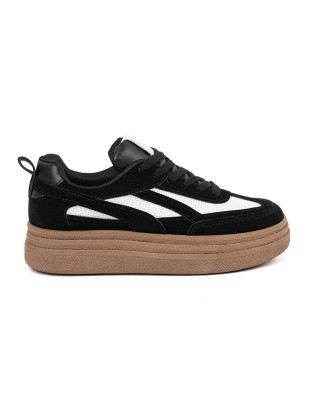 Czarne sneakersy damskie z białymi wstawkami
