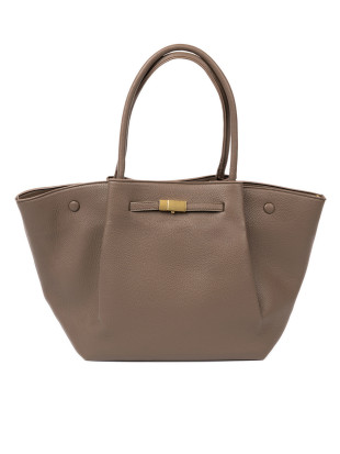 Beżowa torba shopper z zapięciem