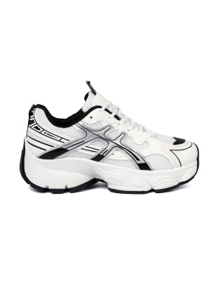 Biało-czarne wygodne sneakersy z siatką