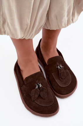 Mokasyny barefoot z naturalnego zamszu, brązowe