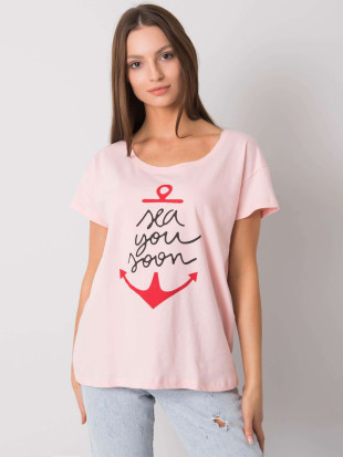 Jasnoróżowe t-shirt z napisem