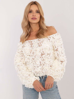 Elegancka bluzka z długim rękawem w ecru