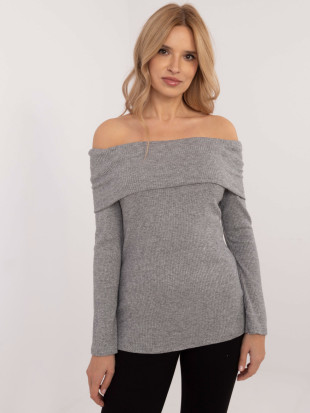 Elegancki szary sweter z długim rękawem