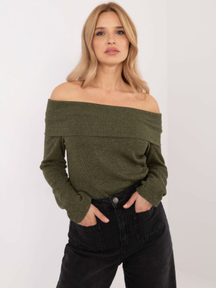 Elegancki khaki sweter z długim rękawem