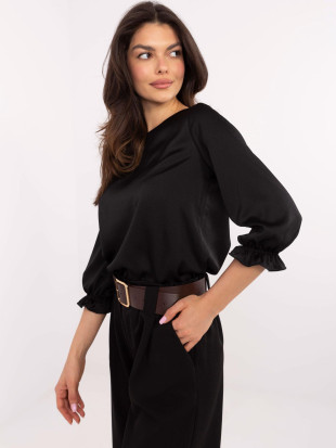 Elegancka czarna bluzka z 3/4 rękawem
